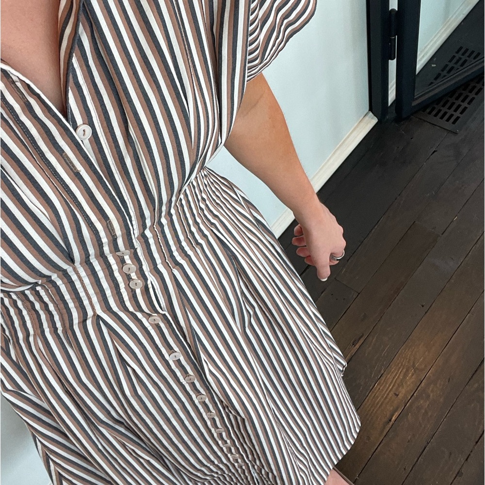 Anthropologie Brown and White Midi Dress